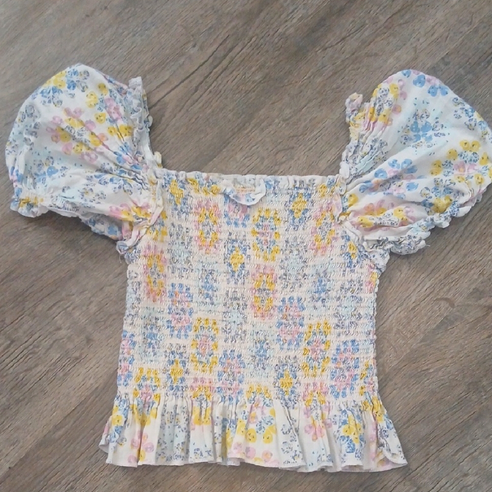 Wonder Nation Floral Puff Sleeve Blouse